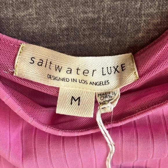 Saltwater LUXE Pink Ribbed Bodysuit Size M NWT - Picture 3 of 4